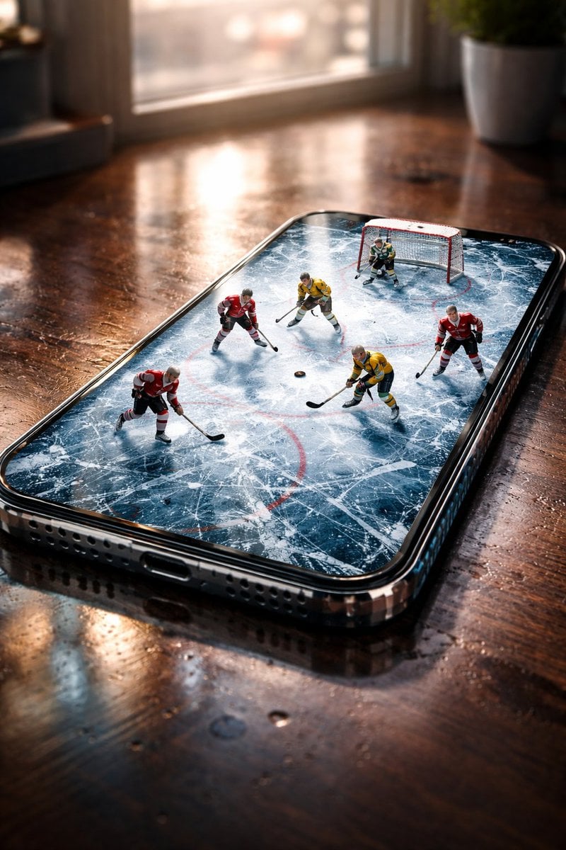 Create a hyper-realistic, stylish vertical poster featuring a smartphone lying on a table...