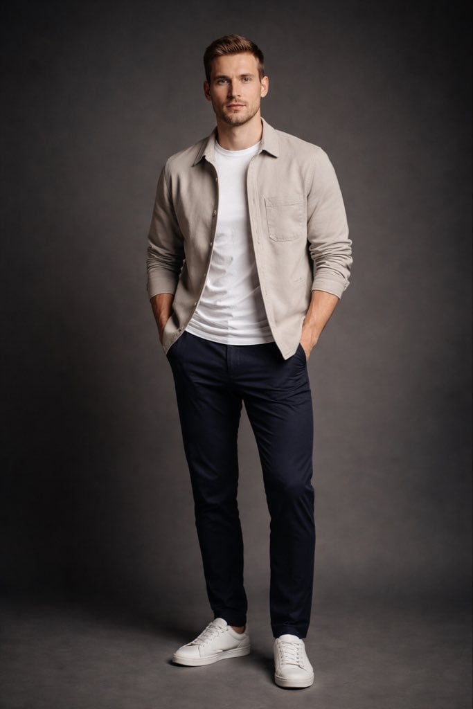 Photorealistic studio portrait of an average British man in his late 20s to early 40s, na...