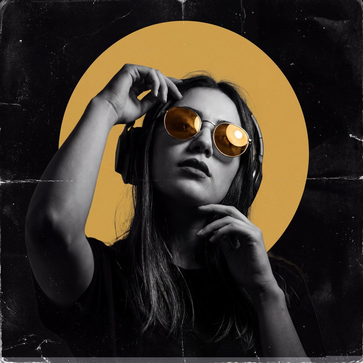 Create a dark, high‑contrast poster with a moody, underground club aesthetic. The composi...