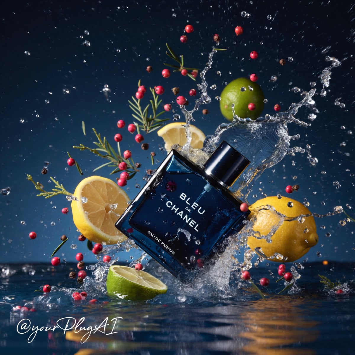 Create a hyper-realistic cinematic luxury perfume product photograph featuring [PERFUME B...