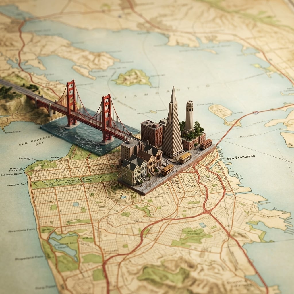 A realistic, highly detailed geographic map viewed from above, accurately representing th...