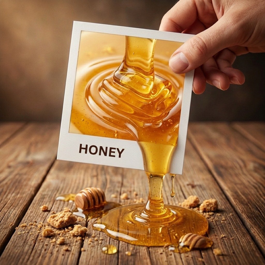 A hyper-realistic 3D photo concept showing a hand holding a square polaroid photo labeled...