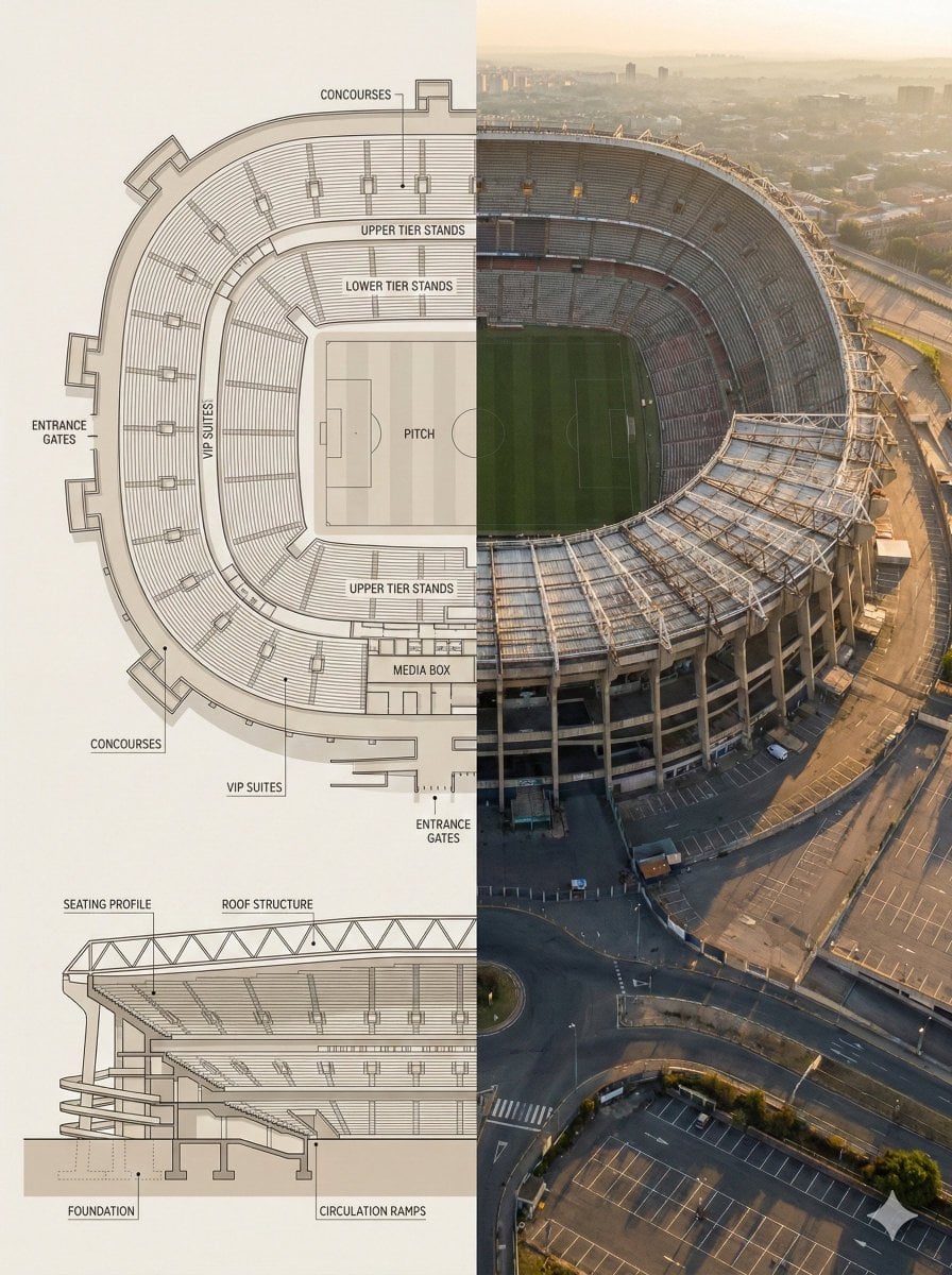Split composition image, left and right halves clearly divided in 16:9 widescreen format.