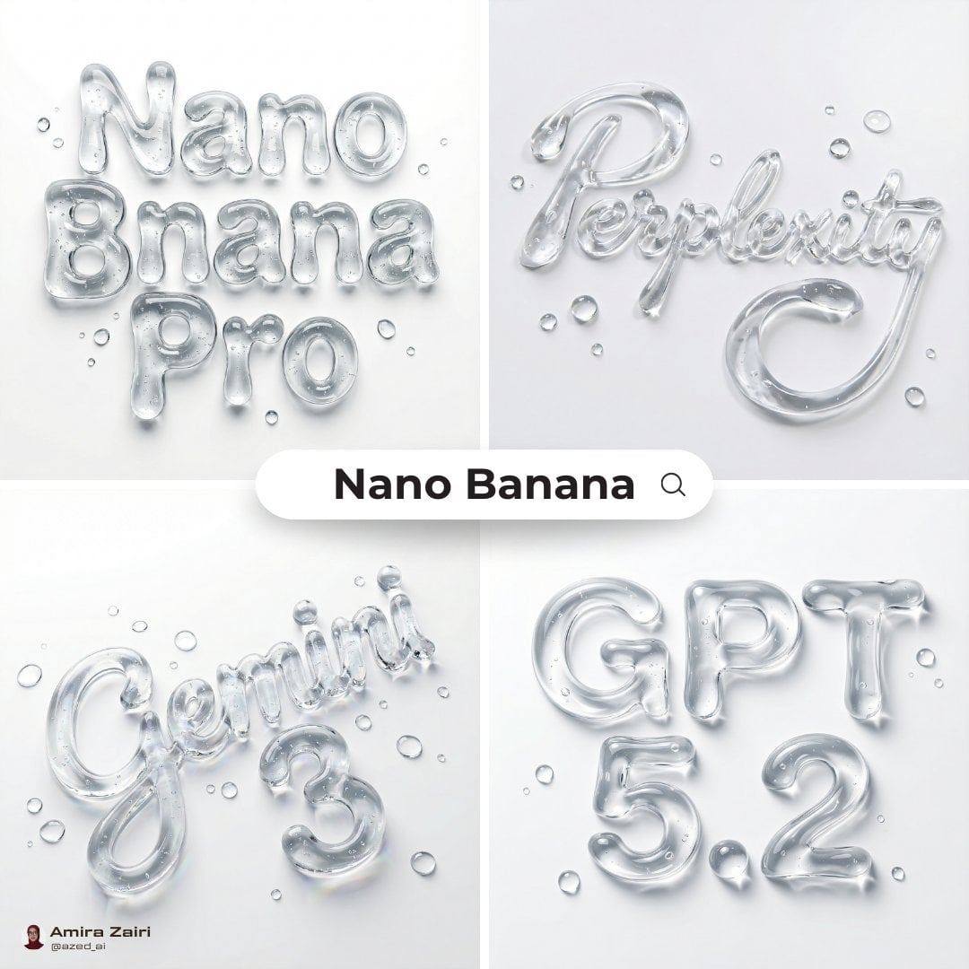 Abstract liquid typography spelling "text", thick transparent water-gel material, hyper r...