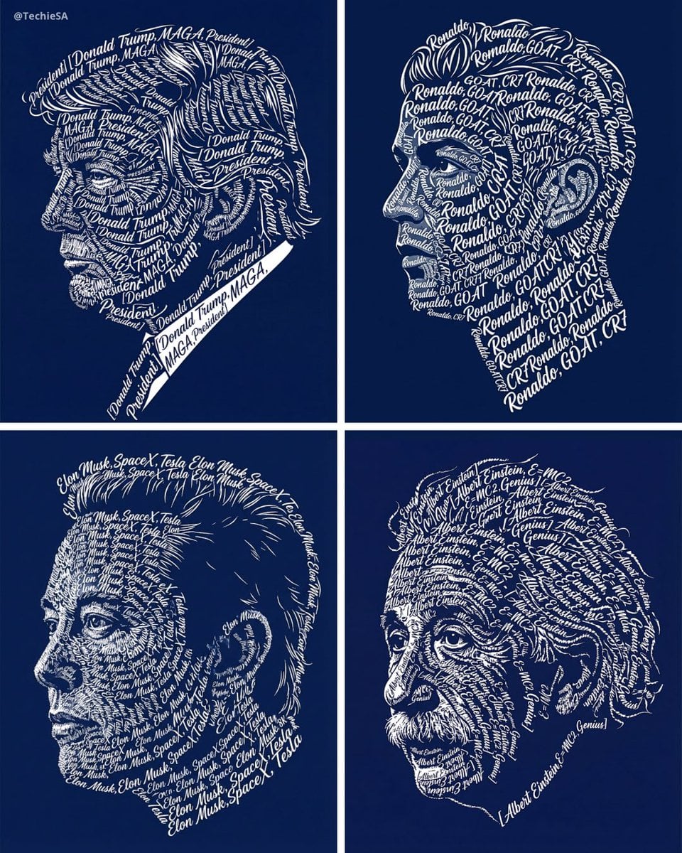 Create a typographic art portrait using the uploaded photo of a person as reference. Disp...