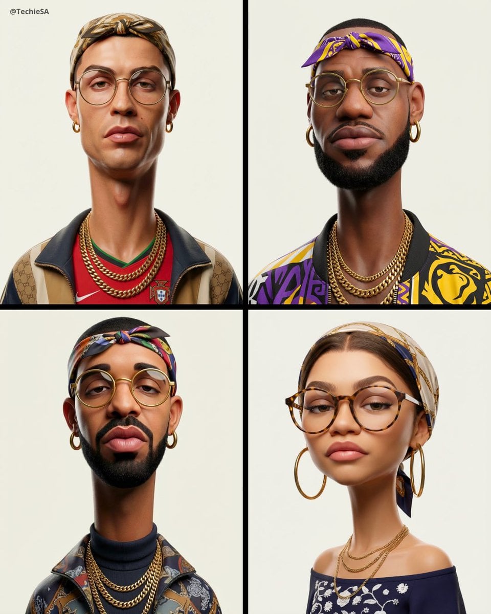 Create an exaggerated stylized 3D caricature character portrait with strong intentional d...