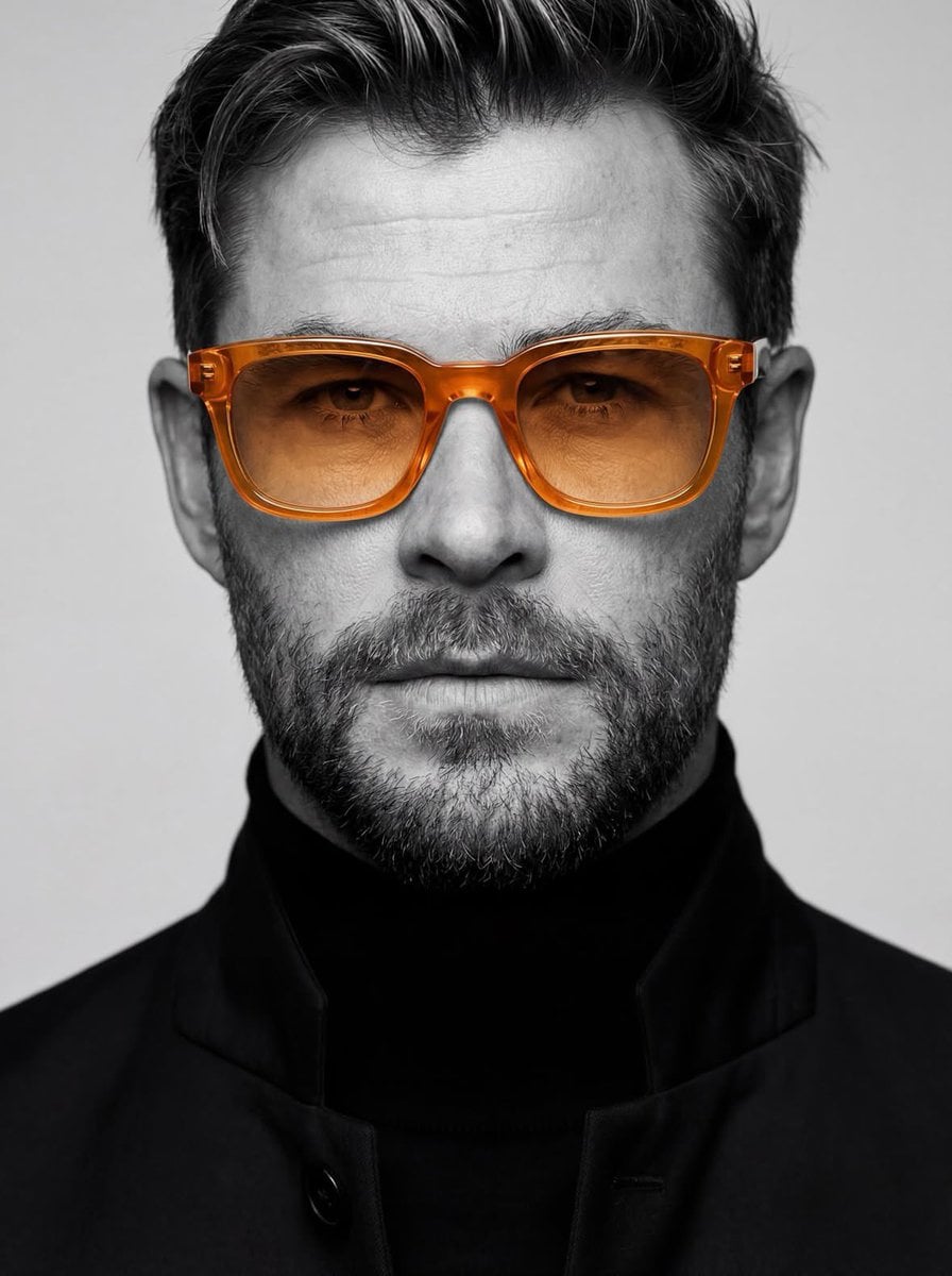 Ultra-realistic studio portrait of a man, close-up headshot, centered composition, neutra...