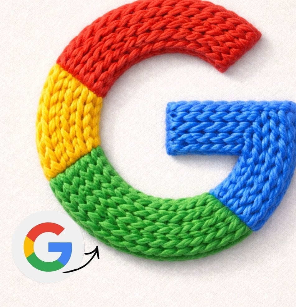 Instagram logo made from thick knitted wool yarn, handcrafted textile design, soft colorf...