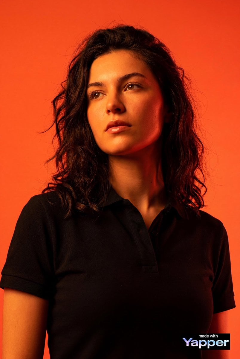 Create a high-impact editorial studio portrait using the person from the attached referen...