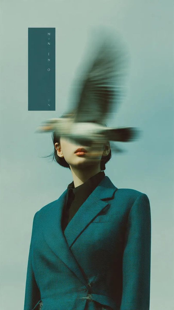Editorial photography, a woman wearing a structured deep teal blazer standing against a p...
