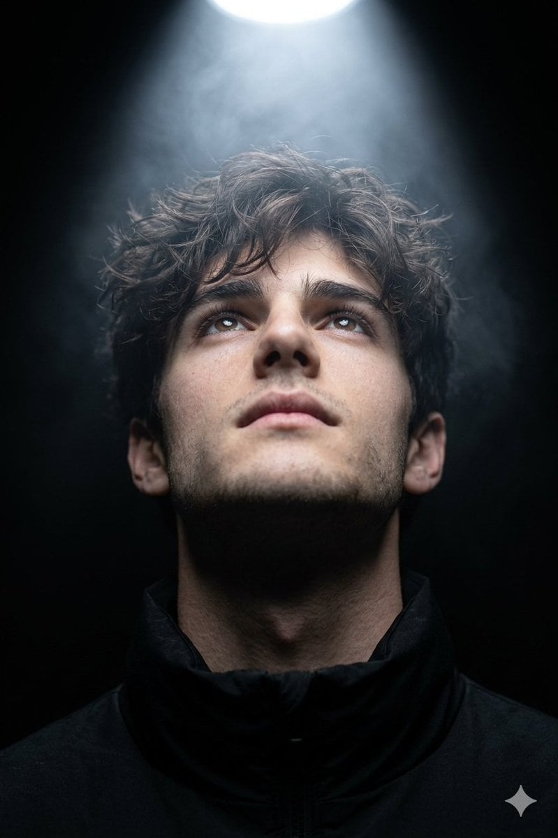 A hyper-realistic cinematic close-up portrait (use uploaded face as reference).