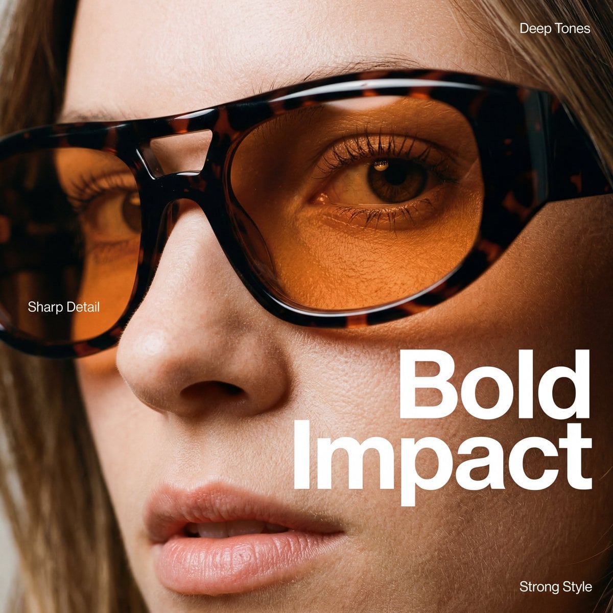 An extreme close-up, high-fashion editorial portrait focusing on the right side of a pers...