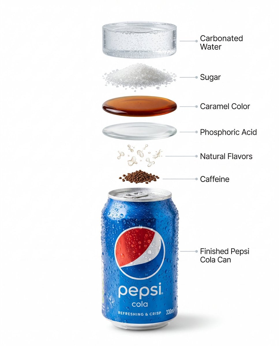 High-quality professional product photography of a chilled Pepsi can with condensation wa...