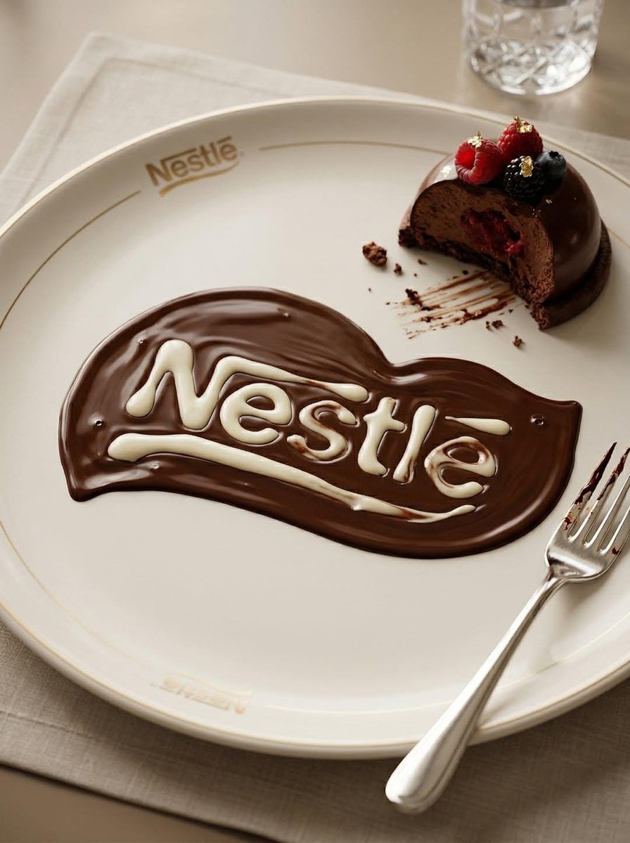 Transform the uploaded logo into a realistic dessert scene where the logo silhouette is f...