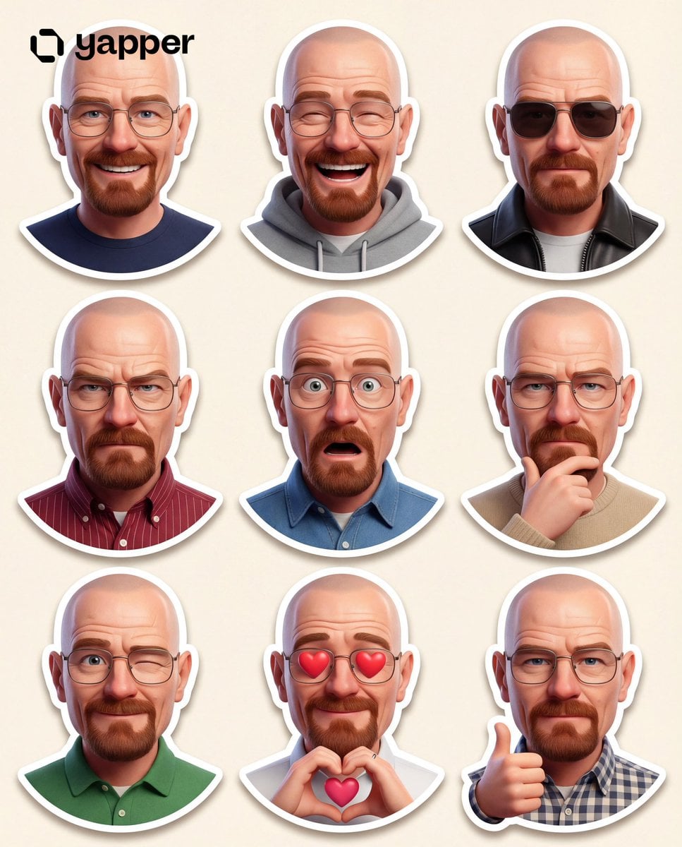 Create a premium Pixar-style 3D character sticker set that is clearly recognizable as the...
