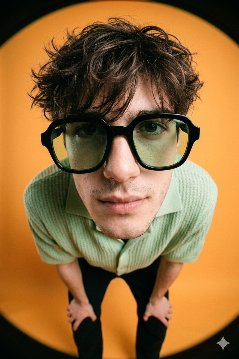 Create a A high-fashion editorial image of a young man, of the person from the uploaded c...