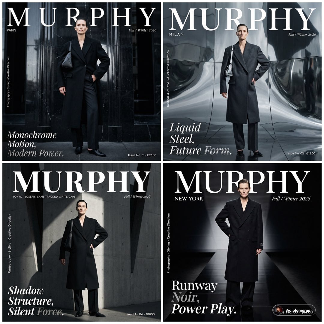 Murphy magazine fashion editorial photograph. Androgynous model early 30s, sharp bone str...