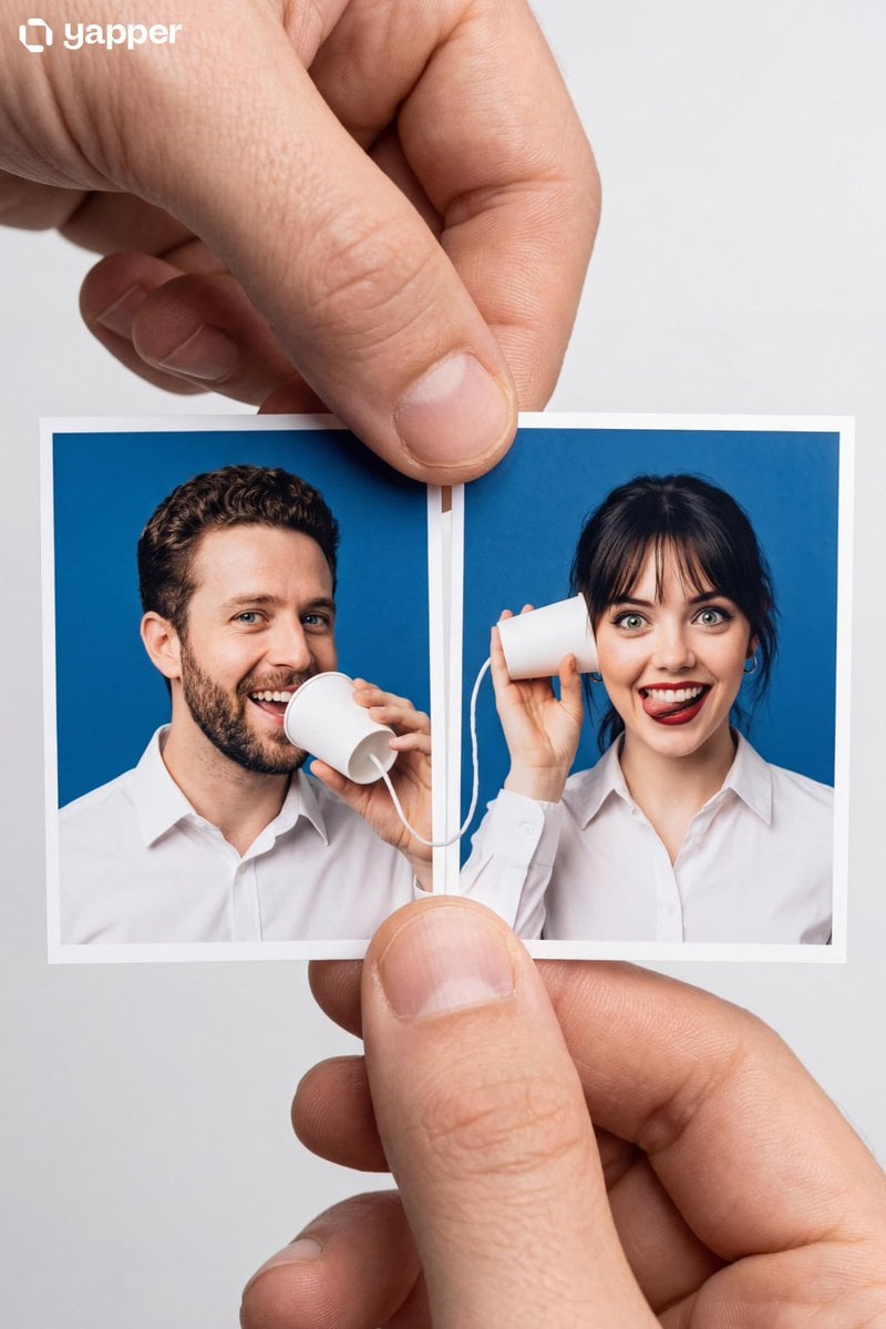 Create a Portrait Master Object: Two passport-sized photo prints held side-by-side by a p...